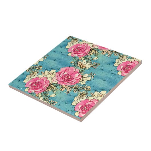 Künstlerische, handgemalte Retro-nahtlose Rosen Bl Fliese (Seite)