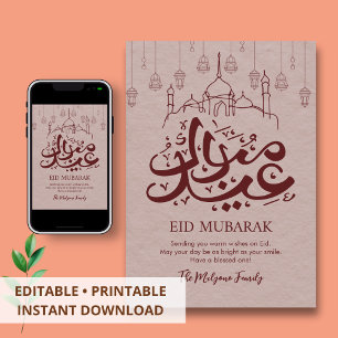 Künstlerische Hängeleuchten Line Art Eid Mubarak Feiertagskarte