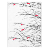 Künstlerische helle rote Vögel auf Baumasten Tischdecke (Vorderseite)