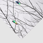 Künstlerische helle Vögel auf Baumasten Seidenpapier (Ausschnitt)