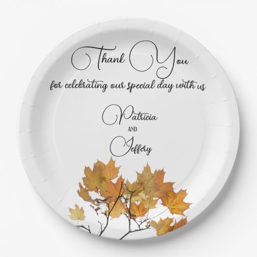 Künstlerische Herbstleaves Hochzeit Pappteller (Vorderseite)