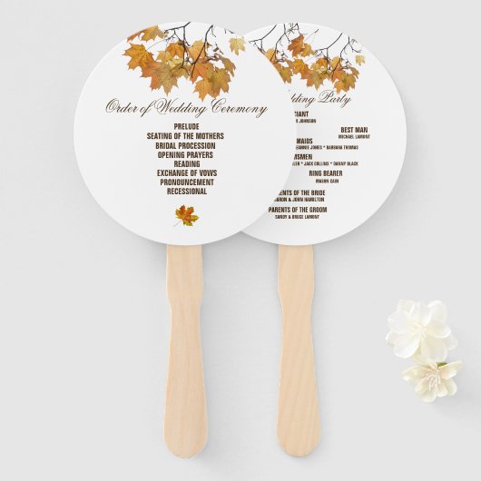 Künstlerische Herbstleaves Hochzeitsprogramm Hand Fächer (Vorne und Hinten)