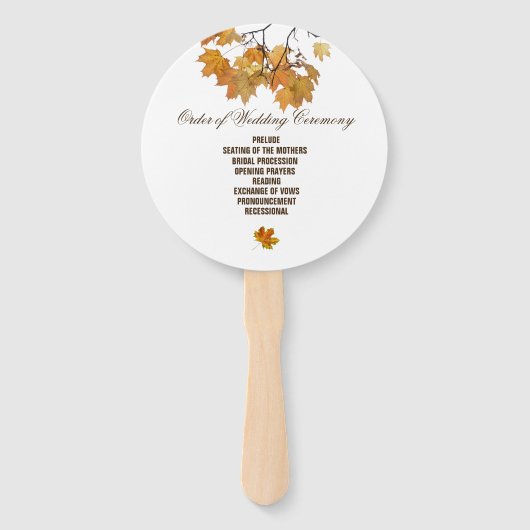 Künstlerische Herbstleaves Hochzeitsprogramm Hand Fächer (Vorderseite)