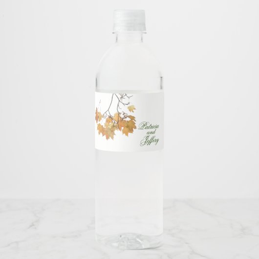 Künstlerische Herbstleaves Hochzeitwasser-Flaschen Wasserflaschenetikett (Vorderseite)