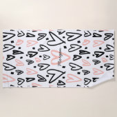 künstlerische Herzen | Monogram Beach Handtuch (Vorderseite)
