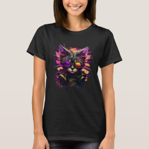 Künstlerische & Hipster-Katze Coole bunte Katze m T-Shirt