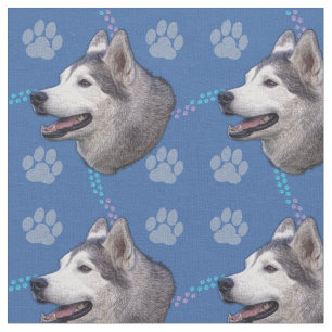 Künstlerische Hunde - Sibirischer Husky v2 Stoff