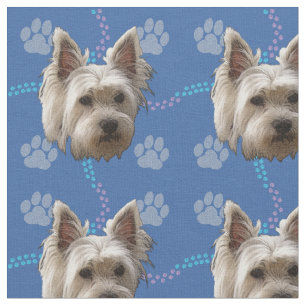Künstlerische Hunde - West Highland White Terrier Stoff