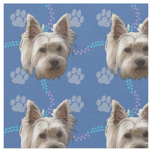 Künstlerische Hunde - West Highland White Terrier  Stoff (Nahaufnahme)