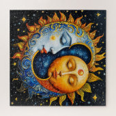 künstlerische Illustration von Sonne und Mond Puzzle (Horizontal)