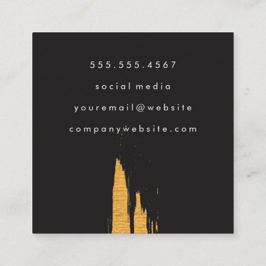 Künstlerische Imitate Gold gegossen Vertikal Quadratische Visitenkarte (Rückseite)