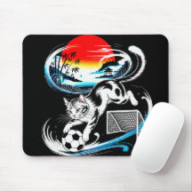 Künstlerische japanische Fußballkatze für Gaming,