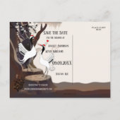 Künstlerische japanische Krane Save the Date Postk Ankündigungspostkarte (Rückseite)