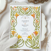 Künstlerische Jugendstil-Hochzeit Orange Lily Einladung