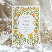 Künstlerische Jugendstil-Hochzeit Orange Lily Einladung