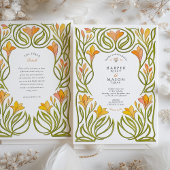 Künstlerische Jugendstil-Hochzeit Orange Lily Einladung