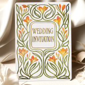 Künstlerische Jugendstil-Hochzeit Orange Lily Einladung