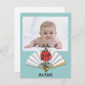 Künstlerische Kalligrafie mit Geisha Fan Einladung (Vorne/Hinten)