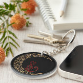 Künstlerische Katze auf dem Mond Design Schlüssela Schlüsselanhänger (Vorderseite rechts)