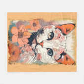 Künstlerische Katze Fleecedecke (Vorderseite (Horizontal))