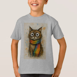 Künstlerische Katze mit Brille Kinder T-Shirt - Lu