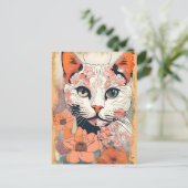 Künstlerische Katze Postkarte (Stehend Vorderseite)