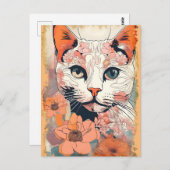 Künstlerische Katze Postkarte (Vorne/Hinten)
