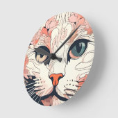 Künstlerische Katze Runde Wanduhr (Winkel)