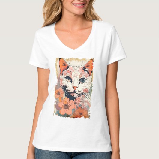 Künstlerische Katze T-Shirt (Vorderseite)
