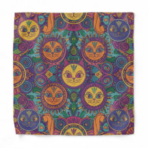 Künstlerische Katzen-Mandala-Bandana – einzigartig