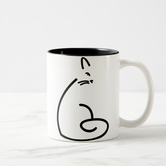 Künstlerische Katzen-Silhouette Zweifarbige Tasse (Rechts)