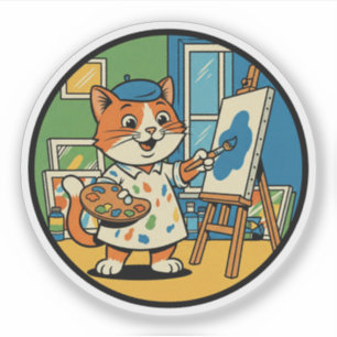 Künstlerische Katzenmalerin - Kreative Feline Küns Aufkleber