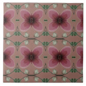 Künstlerische Keramik Burgundy Floral Pattern Tile Fliese (Vorderseite)