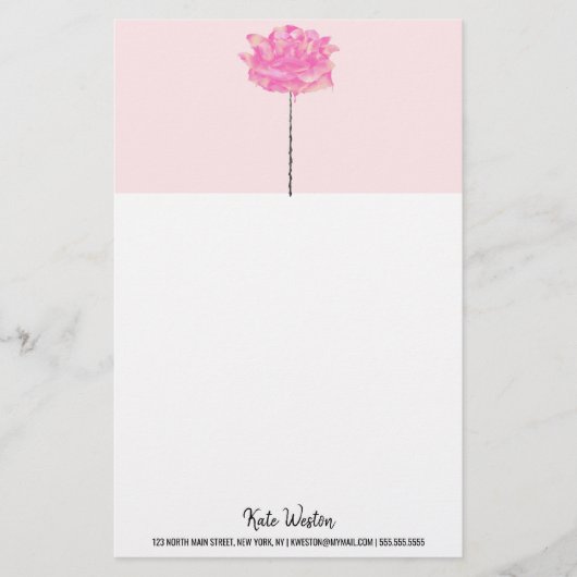 Künstlerische Korallenrosa Blume Tropfstein Wasser Briefpapier (Vorderseite)