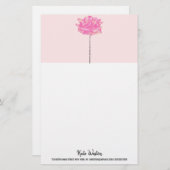 Künstlerische Korallenrosa Blume Tropfstein Wasser Briefpapier (Vorne/Hinten)