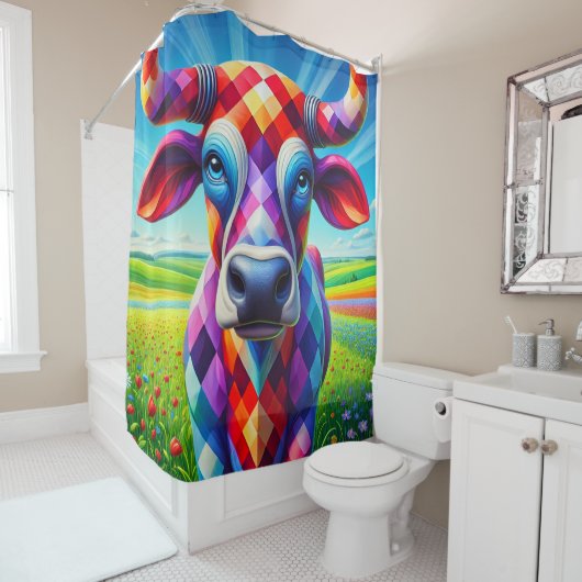 Künstlerische Kuh Duschvorhang (Beispiel)