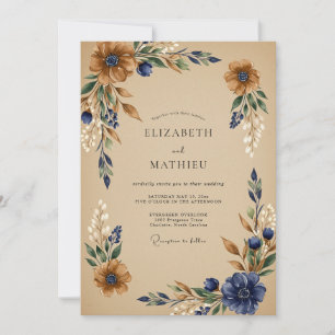 Künstlerische Kupfer-Ernte-Hochzeit Einladung