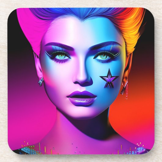 Künstlerische Lady Getränkeuntersetzer (Vorderseite)