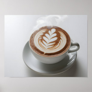 Künstlerische Latte Foam Texture auf heißem Kakao Poster