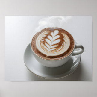 Künstlerische Latte Foam Texture auf heißem Kakao Poster