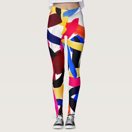 Künstlerische, lebendige und farbenfrohe Brandstif Leggings (Vorderseite)