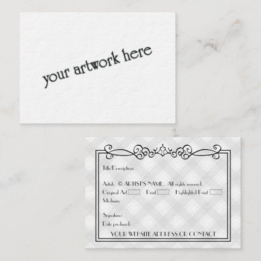 Künstlerische leere ACEO Miniaturkunstkarten mit C Visitenkarte (Vorne/Hinten)