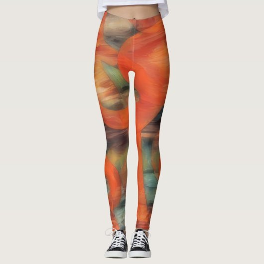 Künstlerische Leggings aus Orange und Amber (Vorderseite)