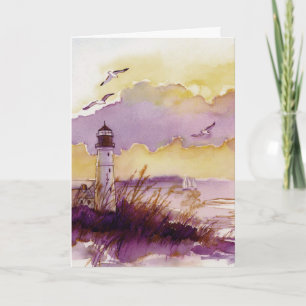Künstlerische Leuchtturm Aquarellkarte Karte
