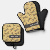Künstlerische Libellenerdöne Niedlich Ofenhandschuh & Topflappen-Set (Vorderseite/Rückseite)
