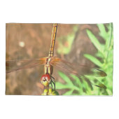 Künstlerische Libellenruhe auf einer Blume Kissenbezug (Rückseite-Links)