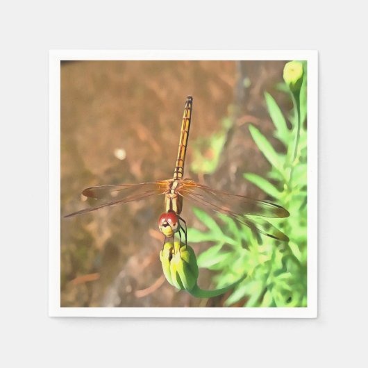 Künstlerische Libellenruhe auf einer Blume Serviette (Vorderseite)