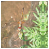 Künstlerische Libellenruhe auf einer Blume Stoff (Nahaufnahme)