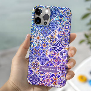 Künstlerische lila blaue Talavera-Mittelmeerkachel Case-Mate iPhone Hülle
