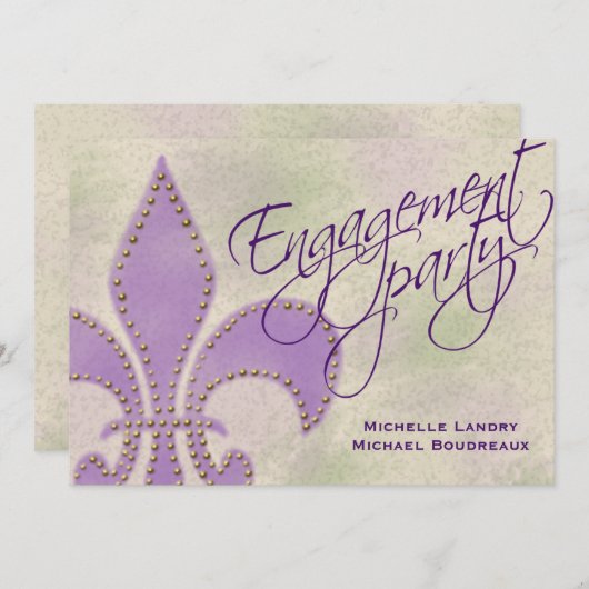 Künstlerische lila Lilie Engagment Einladung (Vorne/Hinten)